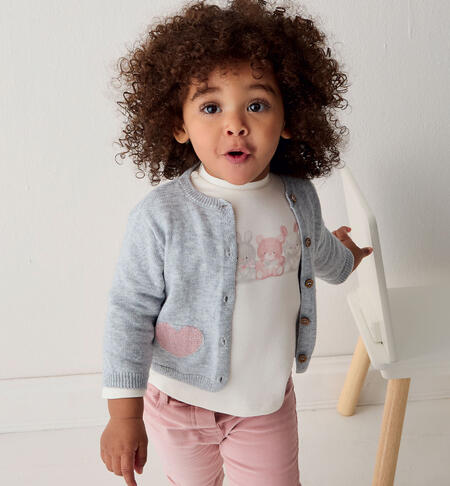 Cardigan iDO neonata con cuoricini – Grigio mélange